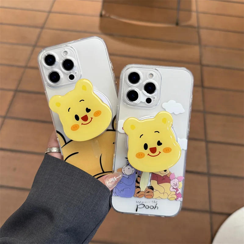 Милый чехол Eeyore Winnie the Pooh Tigger из ТПУ Magsafe с беспроводной зарядкой для iPhone 11, 12, 13, 14, 15, 16 Pro Max, магнитный держатель с мультяшным рисунком