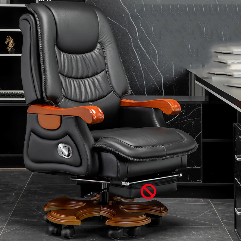 

Luxury Leather Boss Office Chair Ergonomic Orange Office Chair With Footrest Sleep Comfort Cadeira Gamer Office Desk Furniture