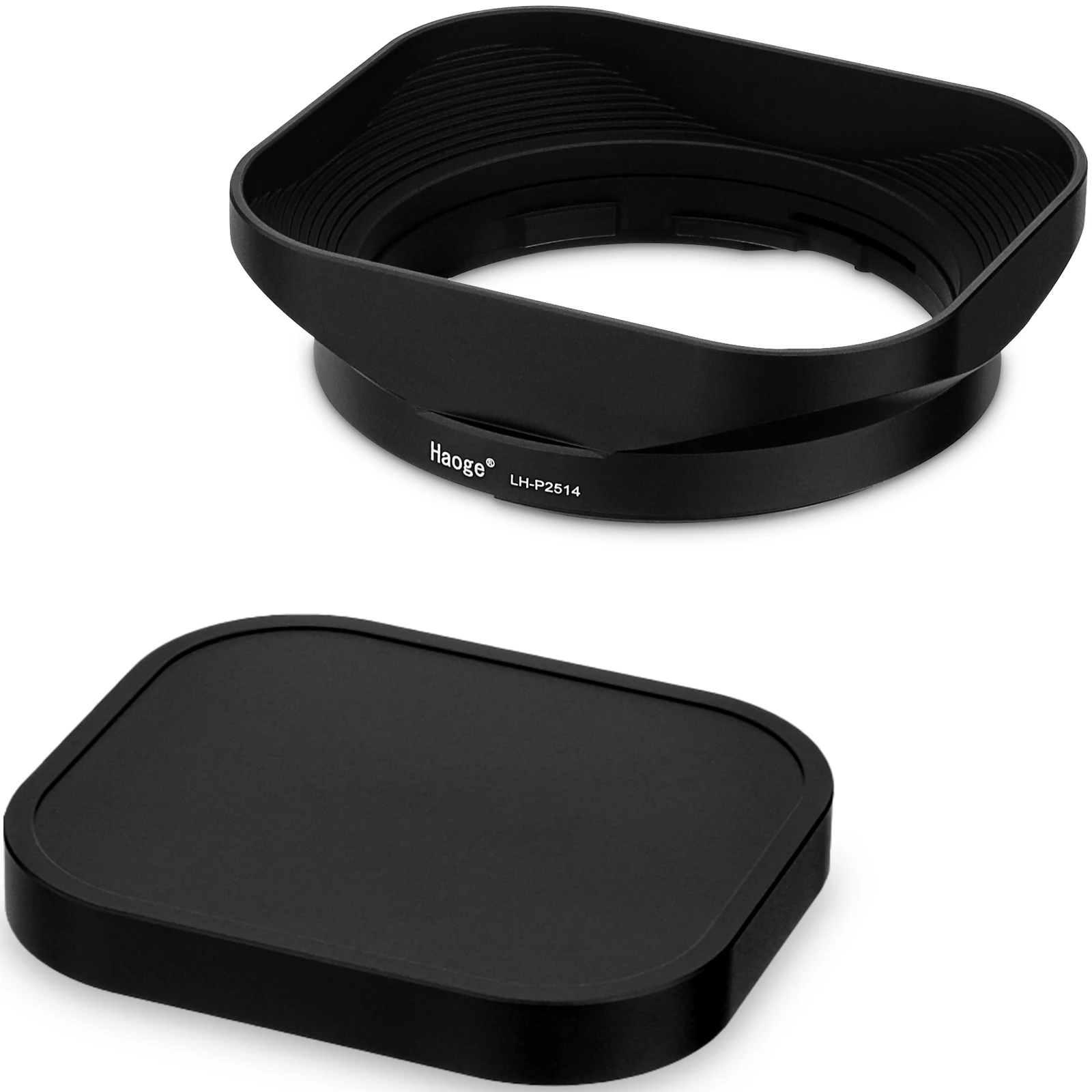 Haoge quadratische Gegenlichtblende aus Metall mit Metall-Objektivdeckel für Panasonic LEICA DG SUMMILUX 25 mm f/1,4 ASPH-Objektiv dg25 25 mm F1,4 H-X025