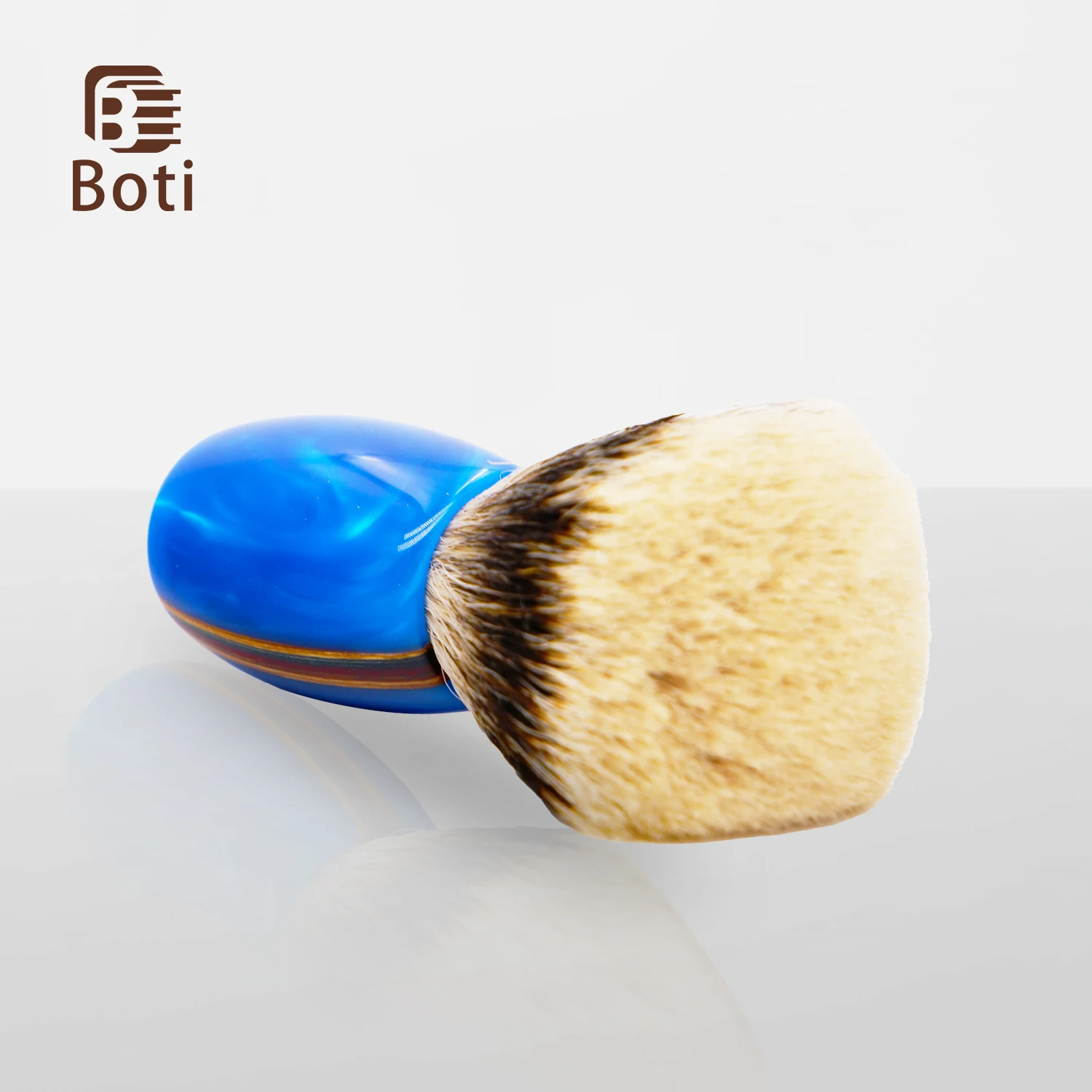 Boti Shaving Brush Fan SHD Captain Three Band with Tree and Sea Resin Wooden Handle Men's Beard Styling Wet Shaving Tools