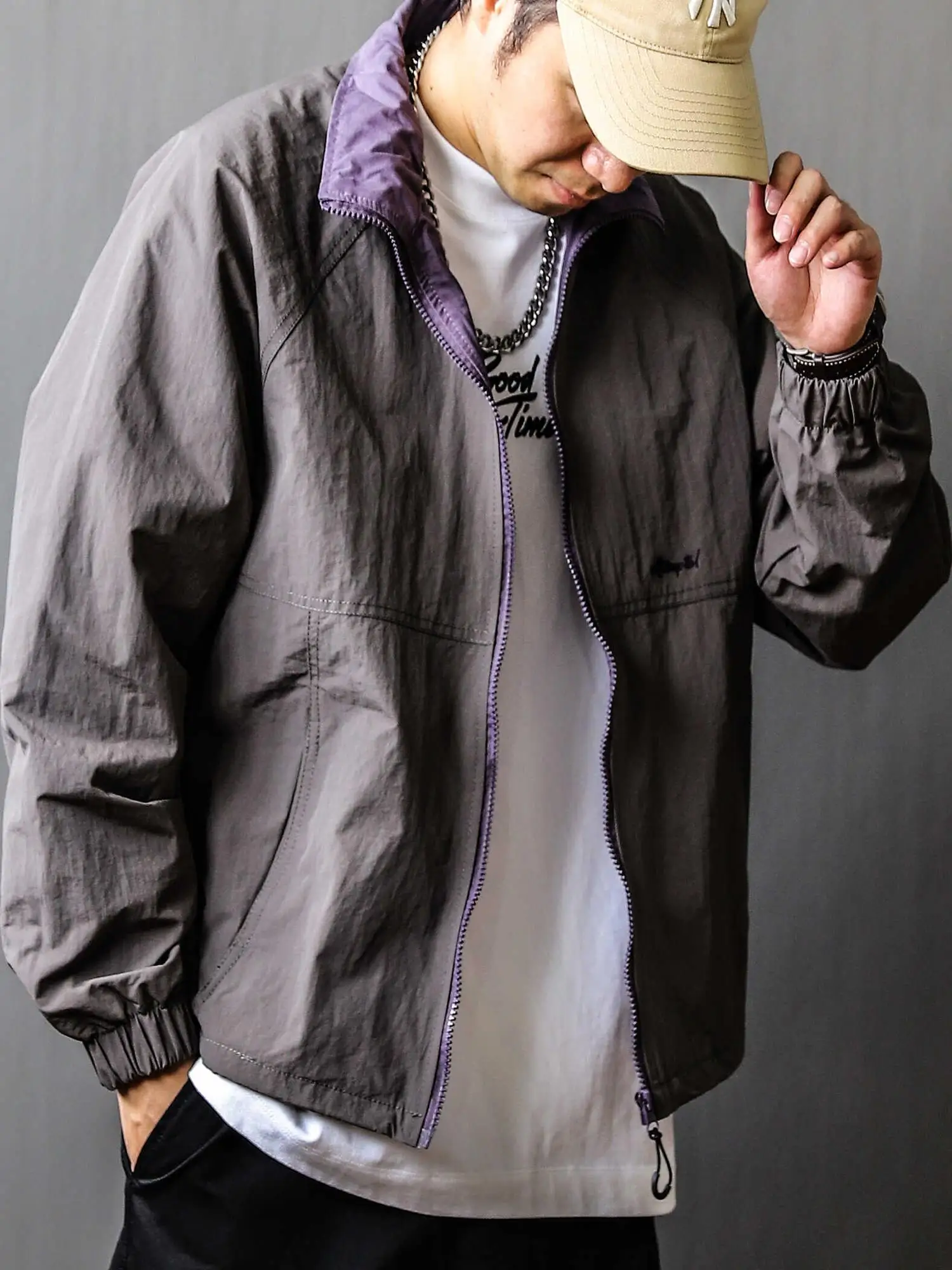 

Мужская куртка американского бренда, осенняя, модная, однотонная, с воротником-стойкой, 2024, премиум-класса, свободного кроя, с длинными рукавами