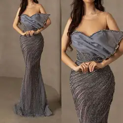 New Design Elegant Evening Dresses Slim-line Slit Bling Sequins Backless Court Gown Party Dresses Vestido De Noite Customized