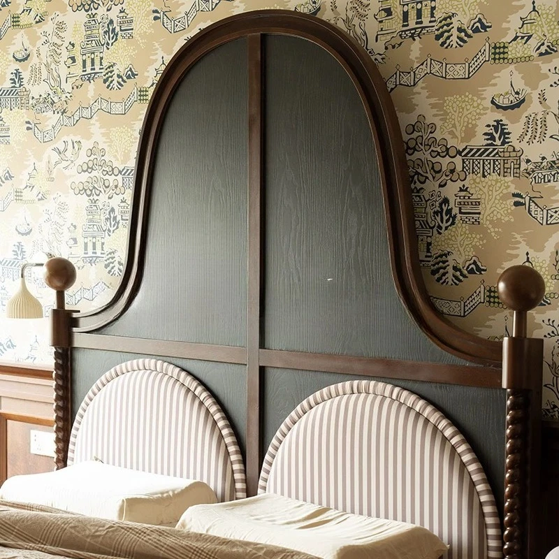 Highland standing ear cat same style/old Paris double bed neoclassical solid wood bed