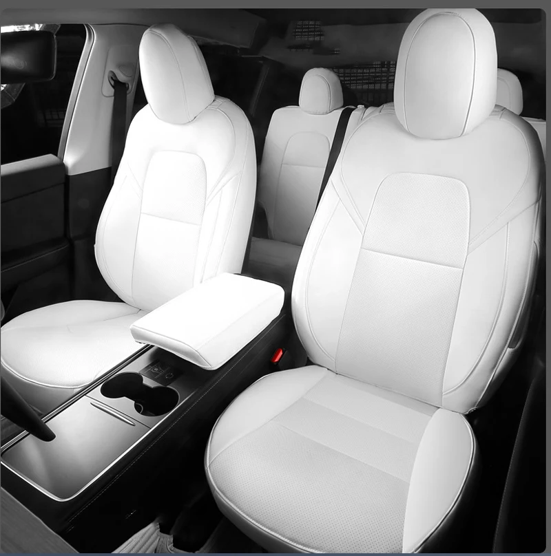 For Tesla New Model Y Juniper ,Fit Model 3 Highland 2025 Full Set Car Seat Covers Leather Breathable Seat Protector Replacement