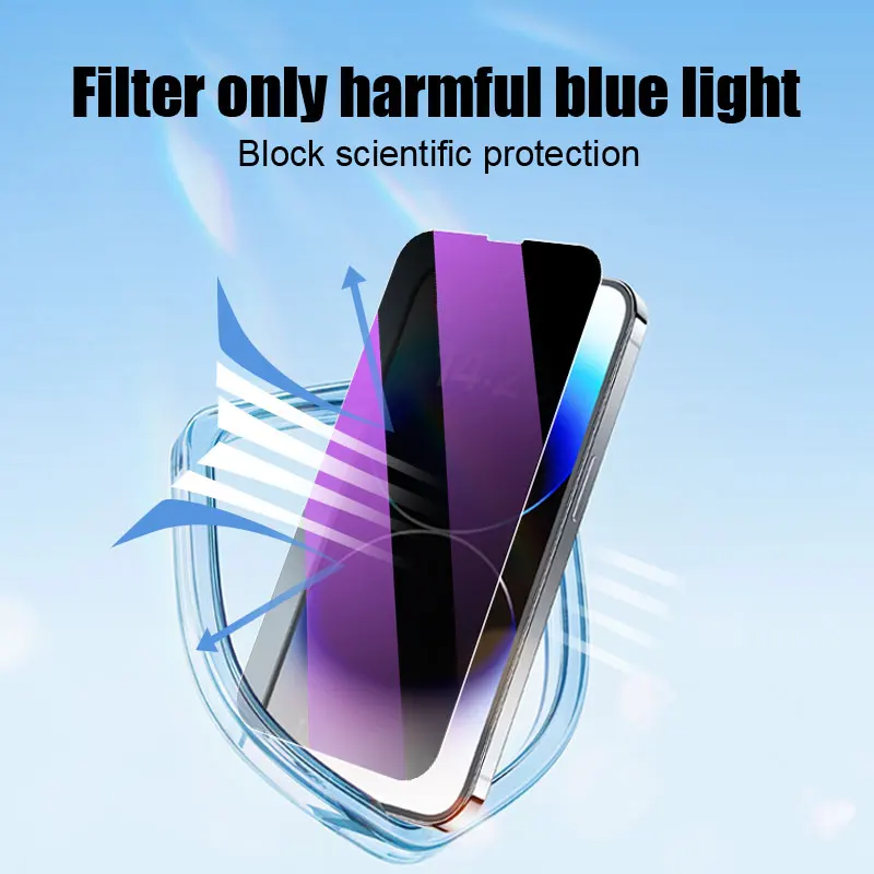 5pcs 9D screen protector for iPhone 15 plus 14 X XR XS MAX 11 Pro 12 13 mini Anti blue Light Privacy Tempered glass smartphone