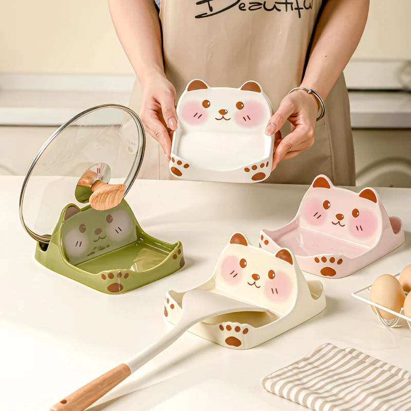 Ceramic Pot Lid Holder Kitchen Countertop Organizer Pan Lid Rack Cutting Board Utensil Holder Spoon Spatula Storage Stand