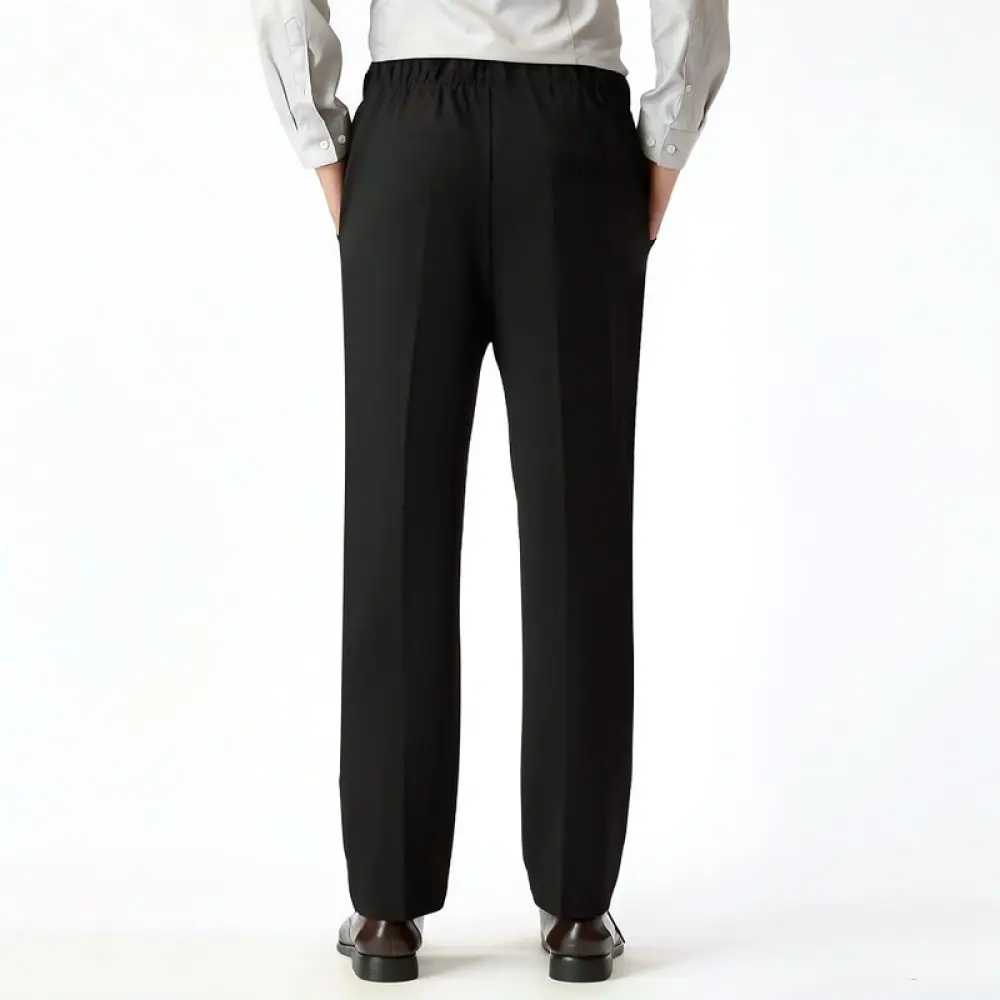 Mens Casual Straight Pants Elastic Waist Comfortable Loose Trousers For Elderly Daily Wear Spring Summer Fashion Bottoms