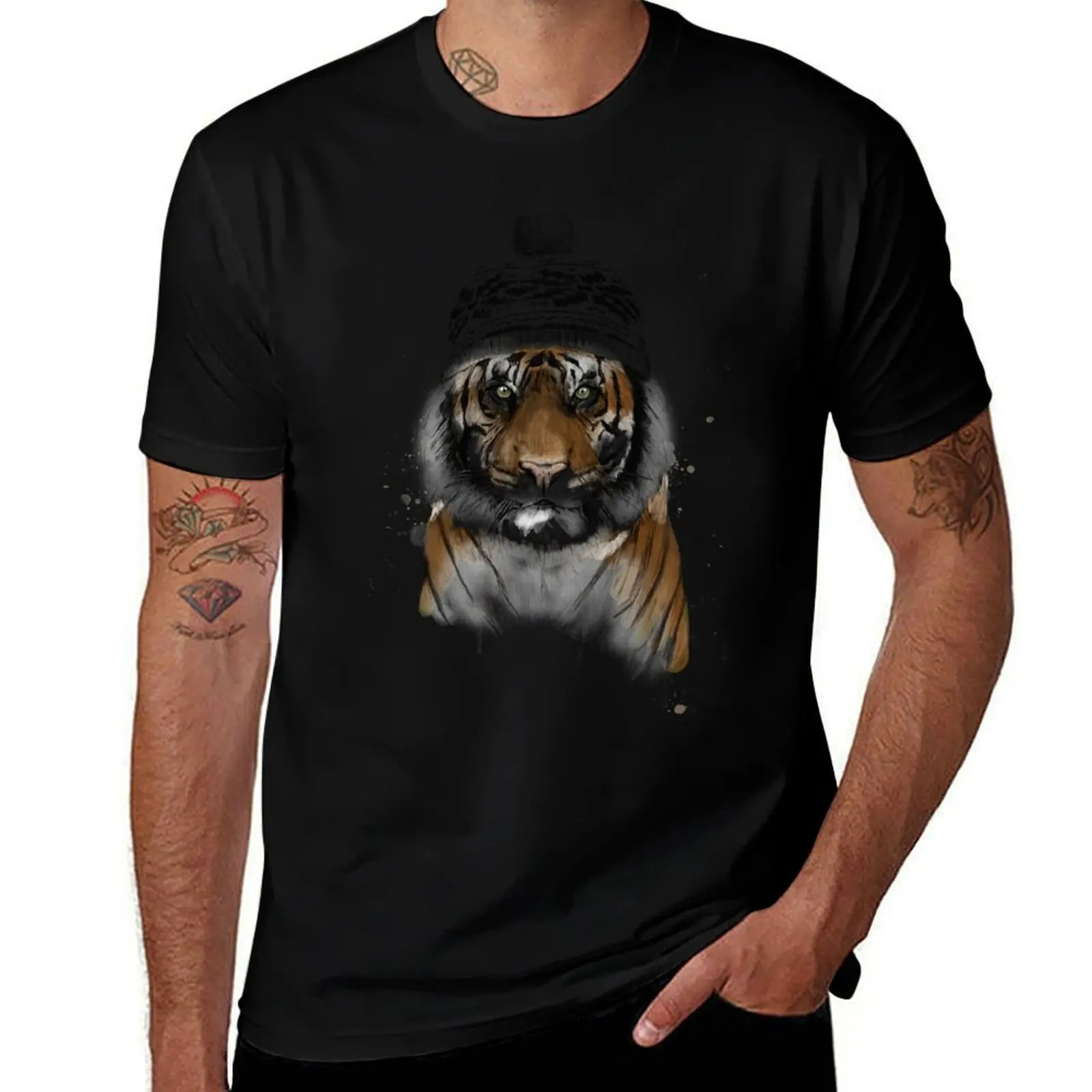 Siberian tiger T-Shirt Basic Solid Tee for Daily Use T-Shirt
