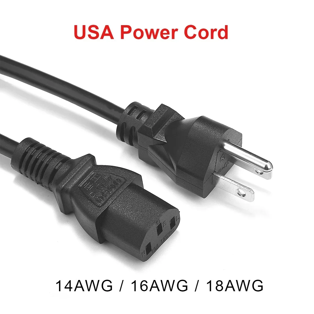 1.5M USA US Plug Power Extension Cord C13 AC Power Cable for Electric Projector PSU Antminer Samsung TV Dell PC Computer Monitor