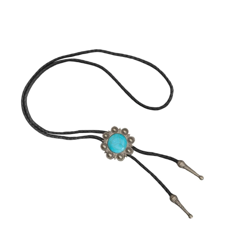 Western Turquoise Pendant Neckwear Formal Bolo Tie Music Concert Bolo Tie Rodeos Necktie Shirt Bolo Tie Costume Dropship