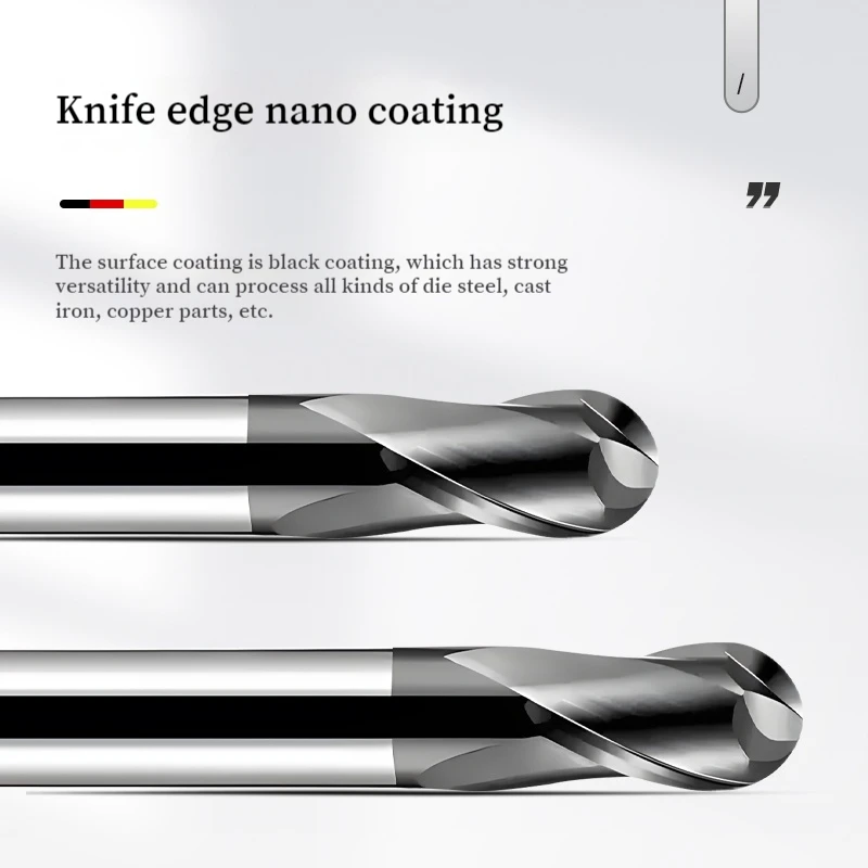 Tungsten Carbide Ball Nose End Mill HRC70 CNC Milling Tool 2 Flute R0.5 2 4 6 8 10mm Metal Cutter - Image 2