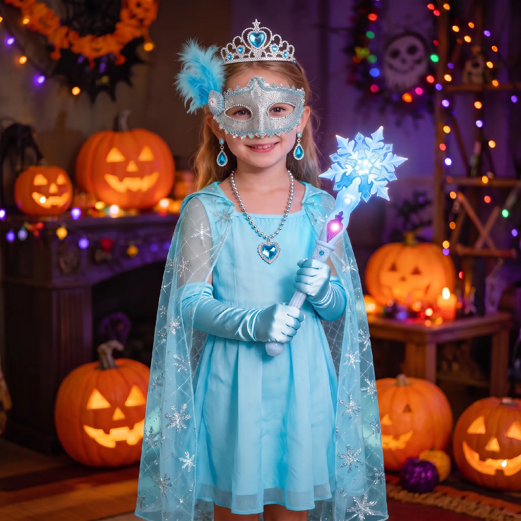 Princess Halloween Christmas Gift HotSale Snow Wand Toy Snowflake Light Sound Sticks Cosplay Fairy Glowing Wands Toys costumes