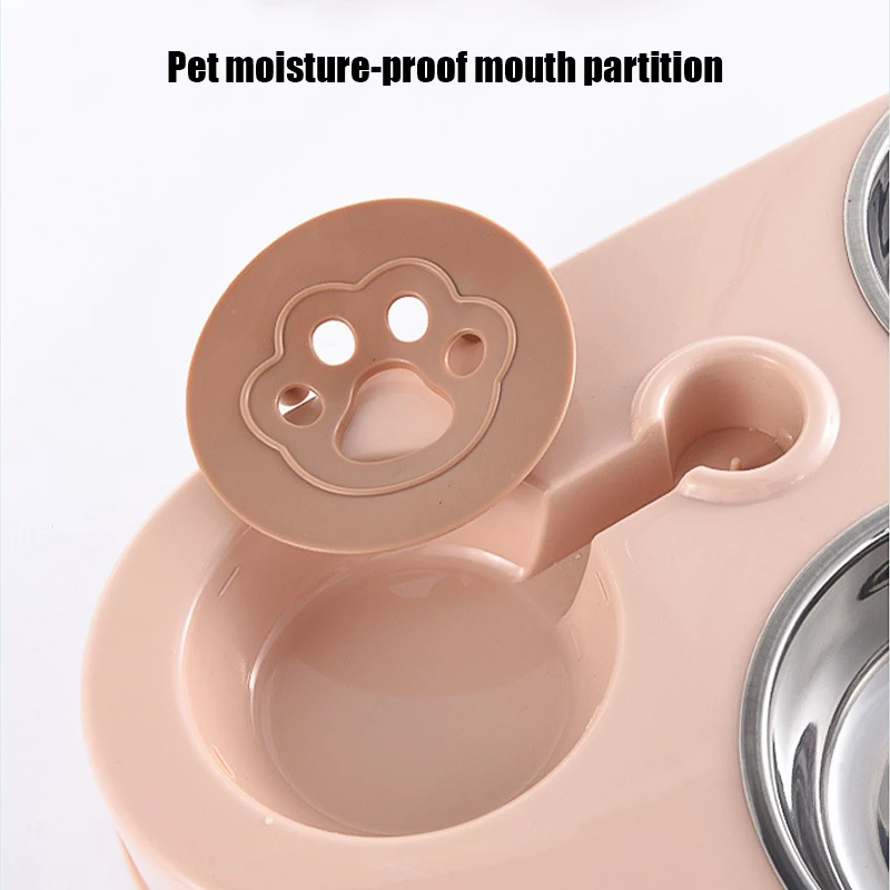 Dog And Cat Self-Service Feeder Anti-Knock Double Bowl Water Bottle Pet Supplies Stainless Steel Feeder Cat Drinking Fountain