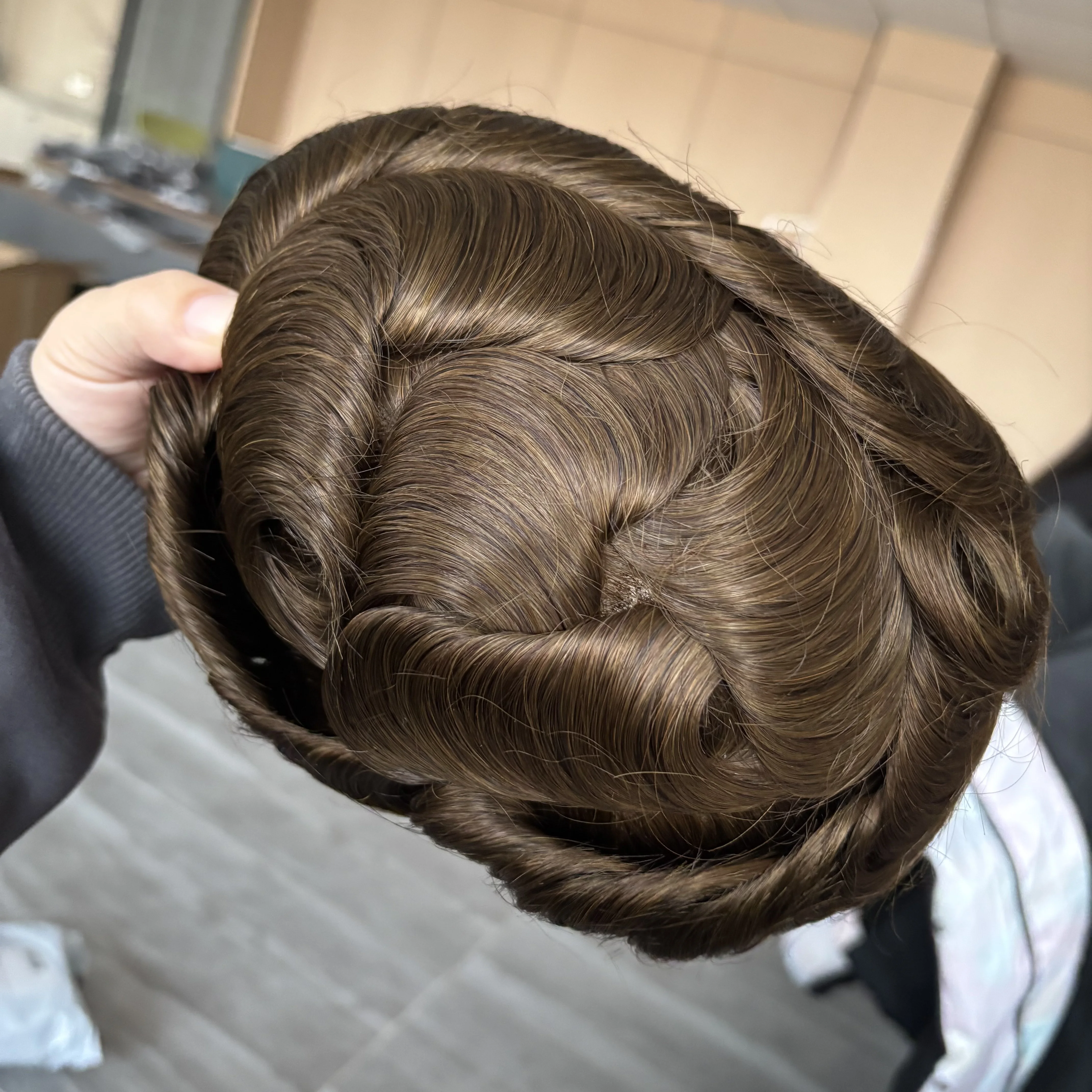 Light Blonde European Human Hair Man's Wigs Undetectable Fine Mono Base Comfortable Men Toupee Durable Hair System Prosthesis