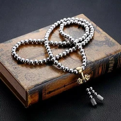 8mm Outdoor Self-defense Hand Bracelet Necklace Steel 118 Buddha Beads Metal Chain Accessories Self Protection Survival Tools