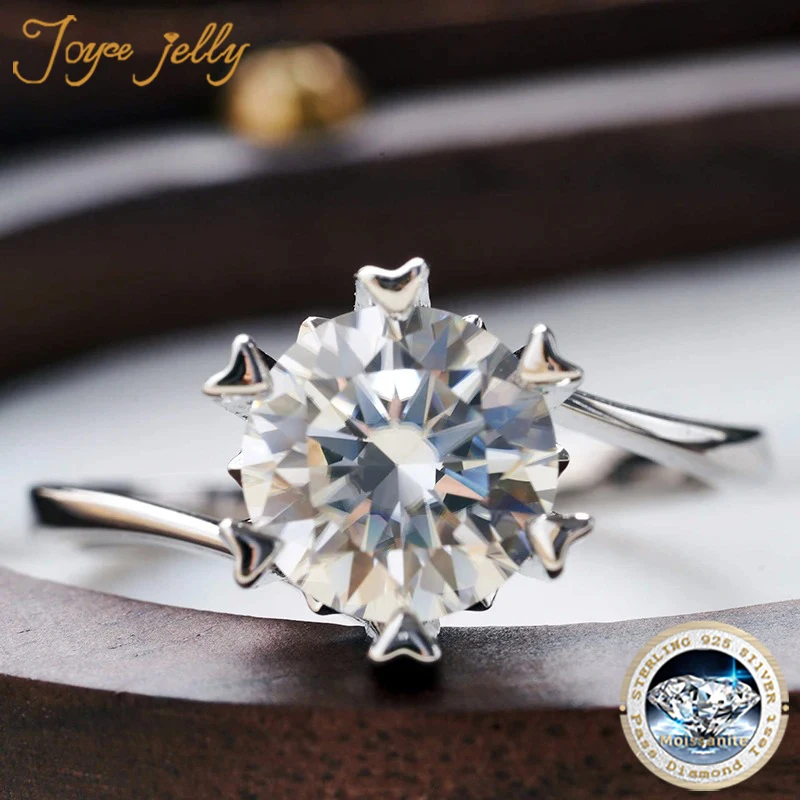 

JoyceJelly 2CT 8MM Moissanite Diamond Jewelry Women's 925 Sterling Silver Plated 18K Gold Rings For Romantic Dating Snowflake
