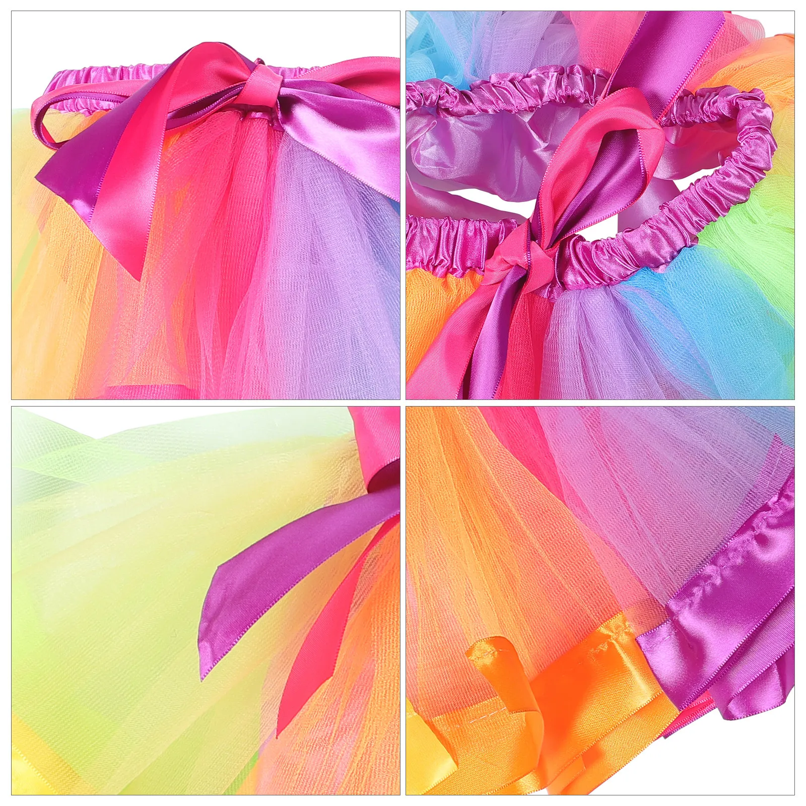 Rainbow Tutu Skirt Girl Tulle Skirt Color Gradient Gorgeous Ballet Dance Dress Costume Party Cosplay Sleepover Birthday Gift