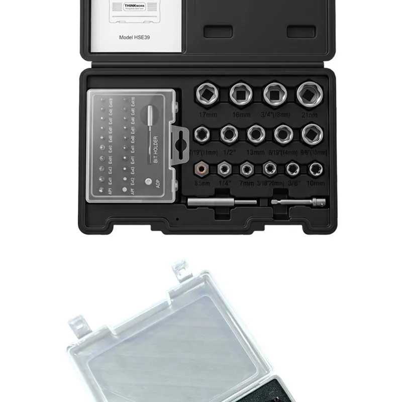 T17C Heavy Duty Damaged Nut& Bolt Remover Tool Kit, Stripped Screw Extractor& Rusted Fastener Removal Set