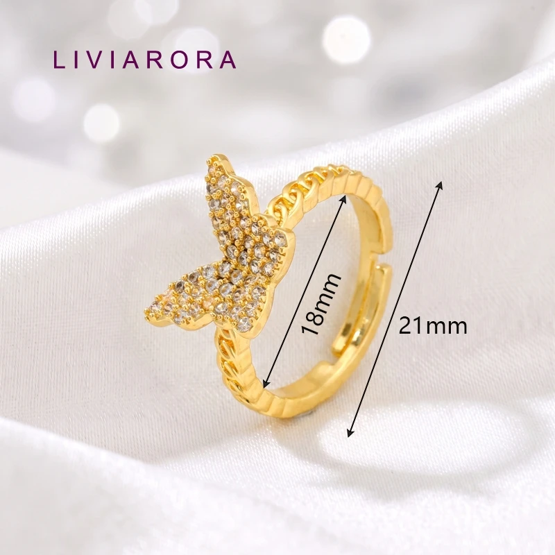 1/2/4 個 18K ゴールドメッキ真鍮ジルコン蝶指輪ジュ - Ring Set Adjustable のレビューと価格