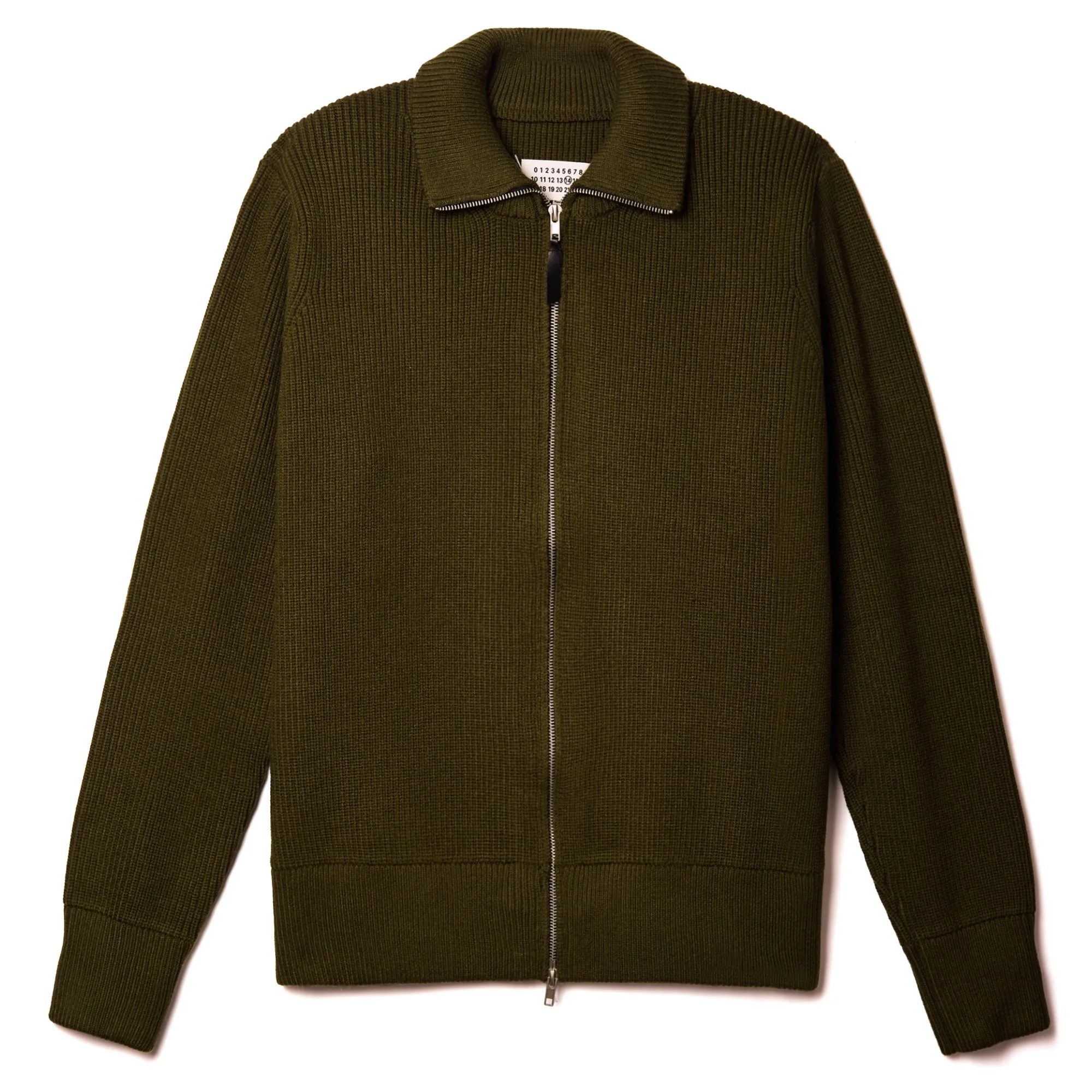 

Four-cornered Navy Blue and Dark Green High-neck Standing Collar Wool Zippered Knit Cardigan Sweater Coat for Men