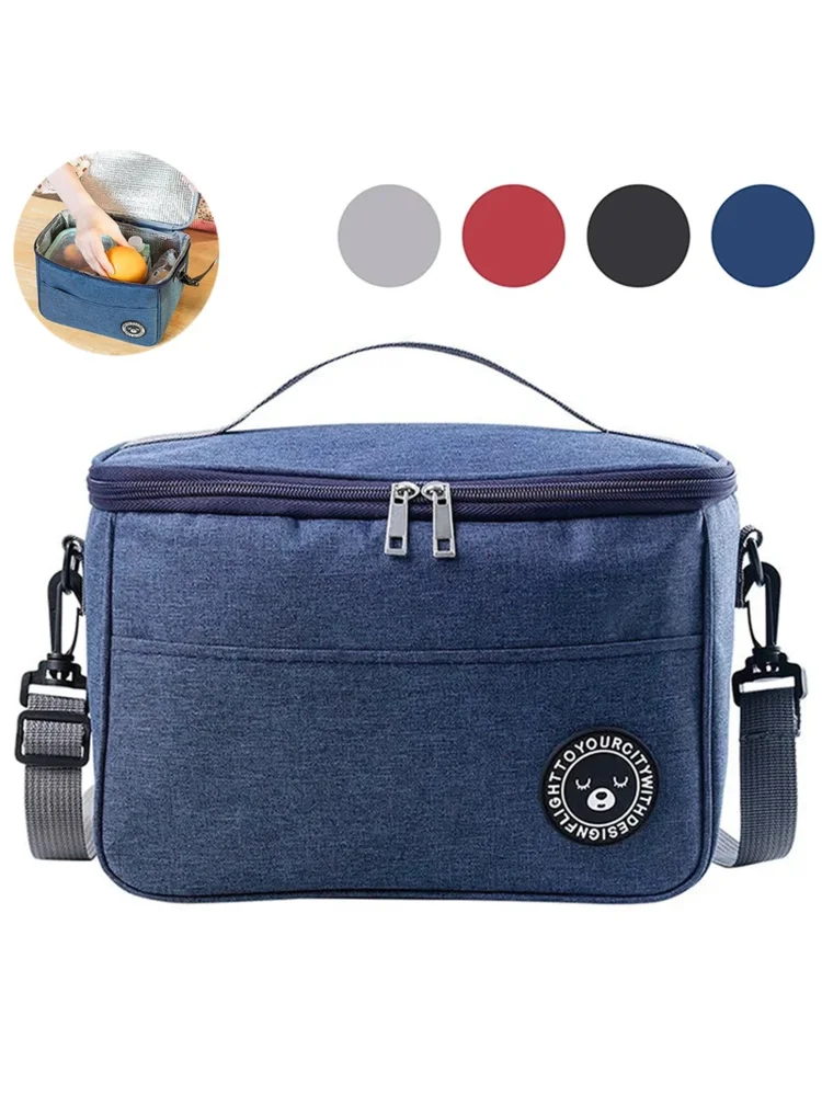 Bolsa de Lancheira de grande capacidade, mão, alça de ombro, isolado, estudante, espessado,