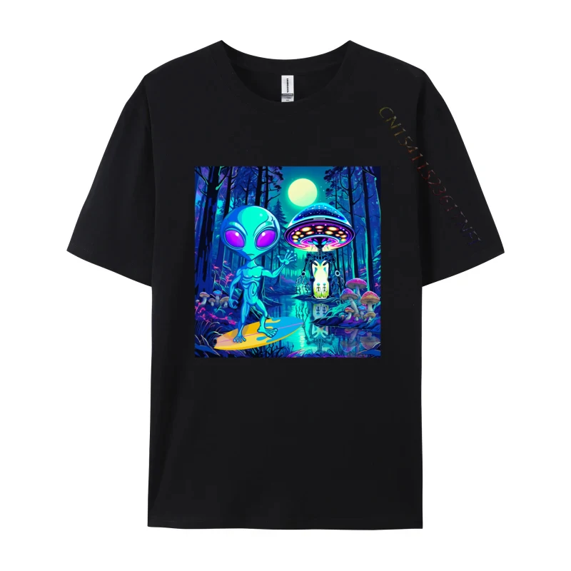 

Grey Alien Waving T-shirt Wonderful Forest Anime T Shirts For Men Europe Tops & Tees New Coming Street Cotton