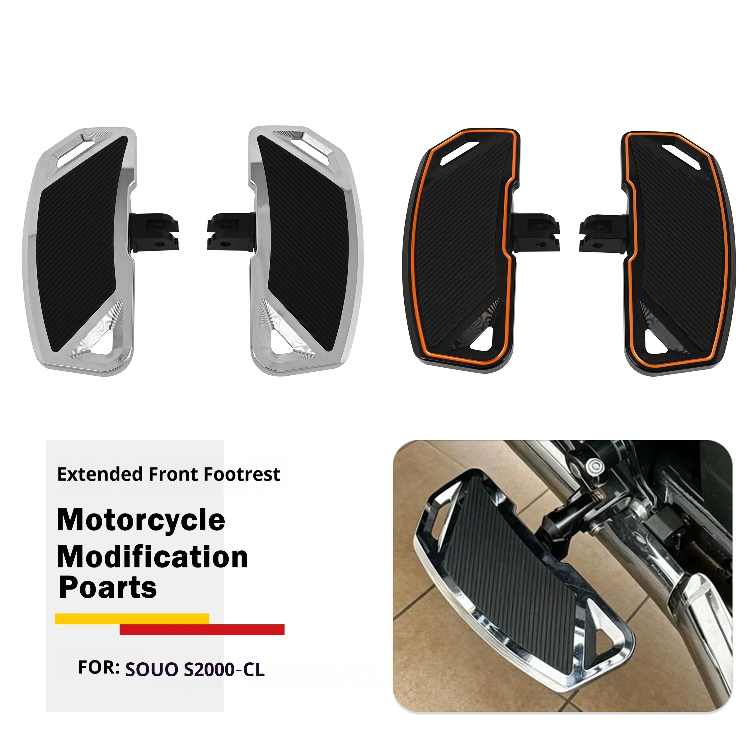 For Great Wall Souo S2000 CL Oversized Wide Front Foot Pegs Anti-Slip CNC Aluminum No-Drill Accesorios Moto
