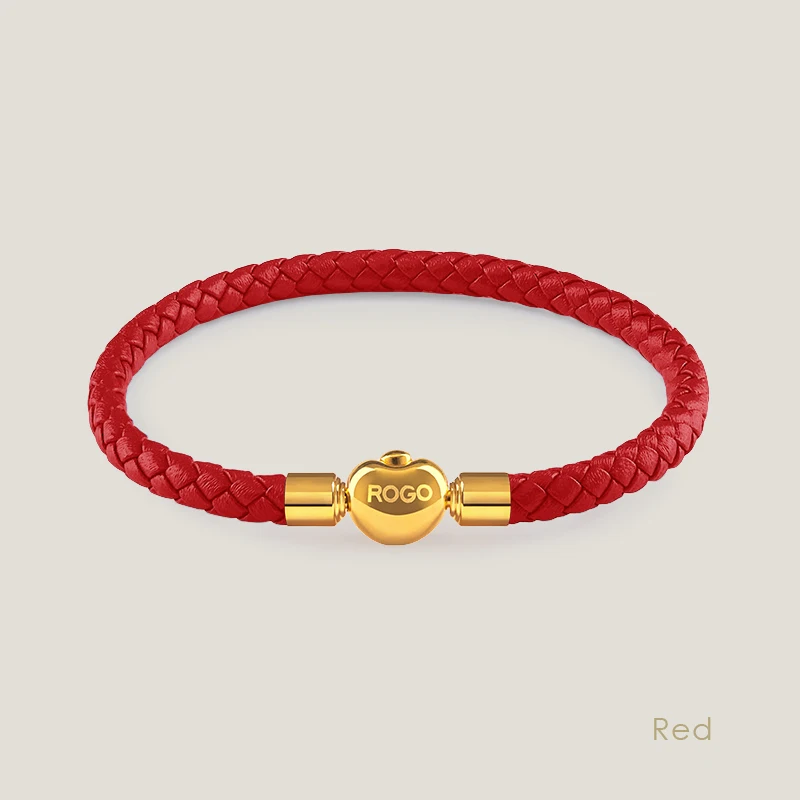 Gelukkige Gouden Schat Echt Gevlochten Lederen Bedelarmband Voor Vrouw Eenvoudige Zwarte Rode Vrouwelijke Sieraden Accessoires Cadeau