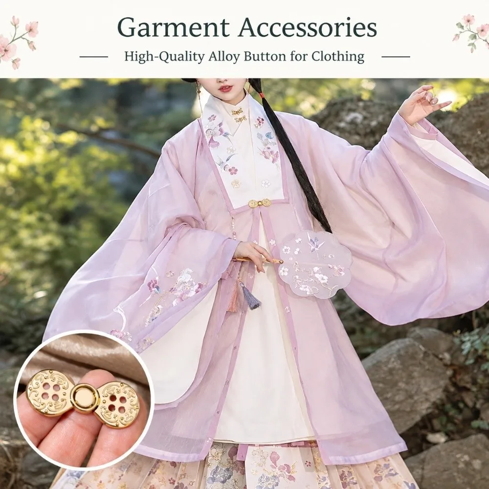 Four Hole Metal Frog Fastener Carved Pattern Dual Piece Structure Clothing Snap Buckle Metal Cheongsam Snap Clasp