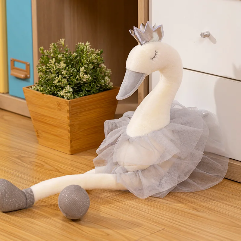 40/60CM swan plush toys cute flamingo doll stuffed soft animal doll ballet swan with crown baby kids appease toy gift for girl