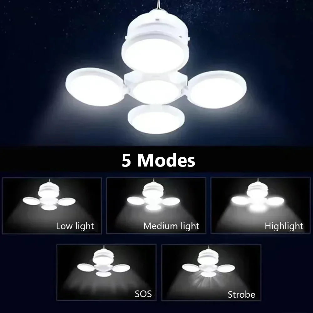 Lampada da campeggio solare portatile Lampada da tenda da esterno ricaricabile Lampadine da calcio a LED pieghevoli con gancio per appendere Lanterna da escursionismo da pesca