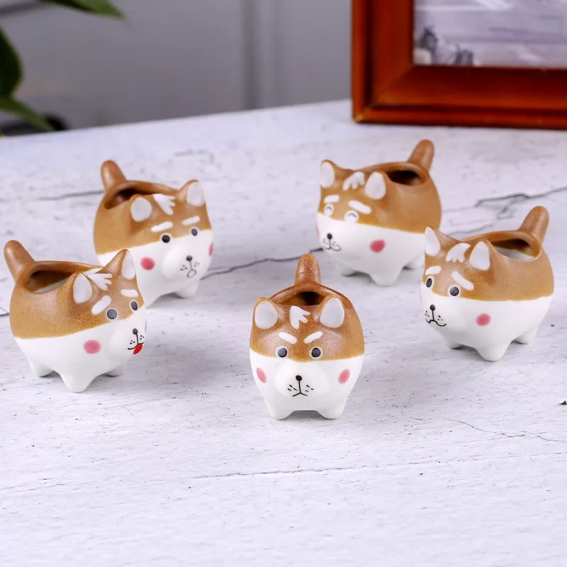 

Cute Cartoon Little Dog Meaty Flowerpot Mini Small Ceramic Flowerpot Wholesale Factory Direct Sales Cute Flower Pot