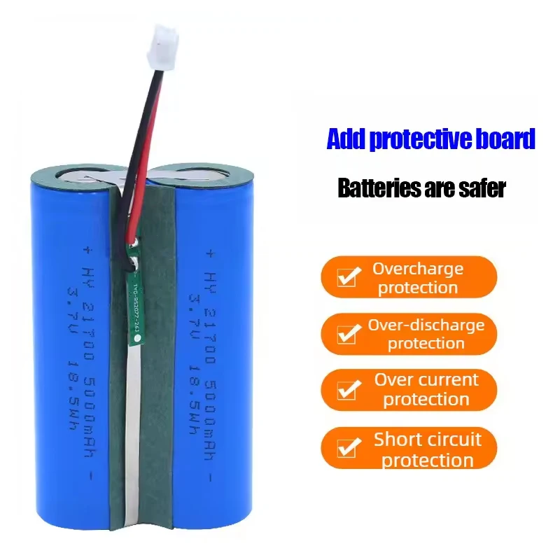 3.7V 10000mAh 1S2P 21700 Lithium Ion Battery Pack, 4.2V Rechargeable Li-ion Battery with PCB for Speakers Radios Headlights Toys