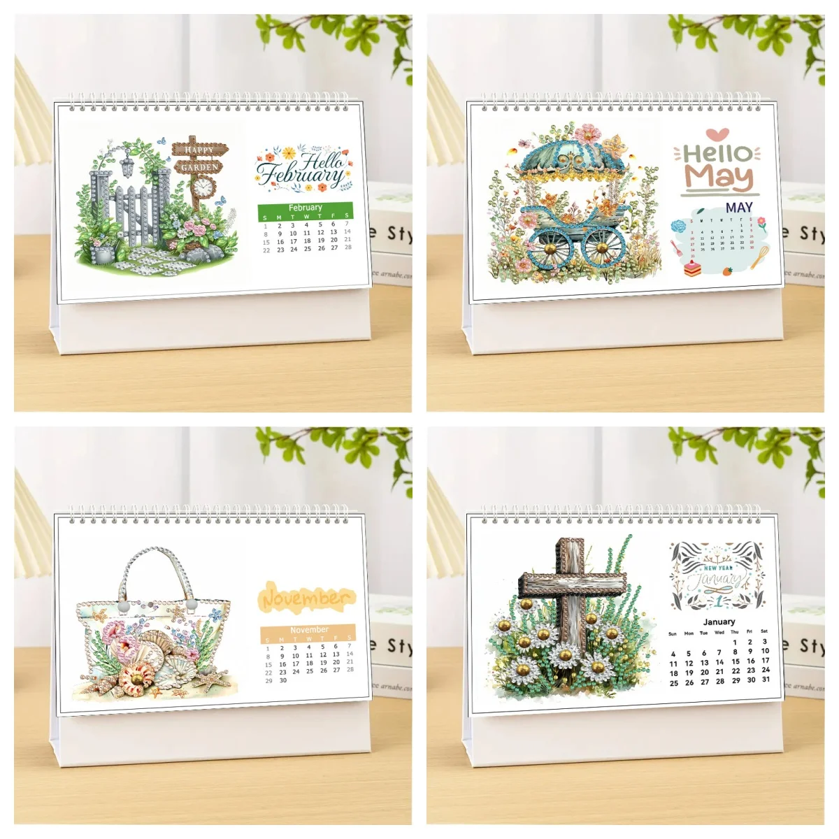 مجموعة من تقويم 2026، 13 لوحة ماسية، تقويم حائط مصنوع يدويًا على شكل حرف إنجليزي لعيد الميلاد