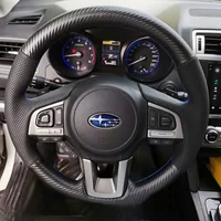 Personalización de protector para volante de coche cosido a mano cuero de fibra de carbono genuino para Subaru Legacy Outback XV Forester 2015 2016