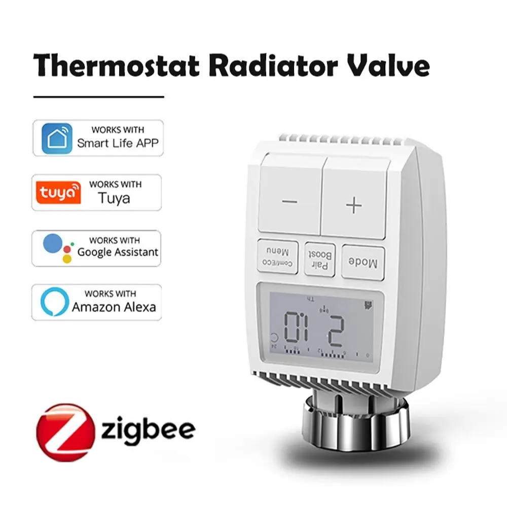 

Zigbee Smart Thermostatic Radiator Valve Button Actuator TRV Programmable Temperature Controller Alexa Tuya Google Assistant