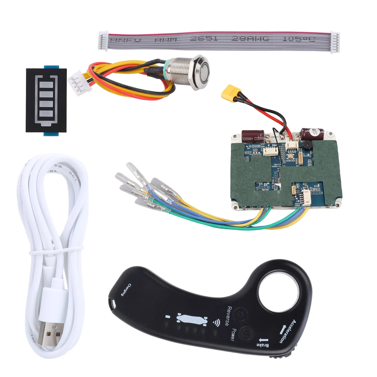 Set Pengontrol Skuter Elektrik, Pengontrol Skuter dengan Remote Control, Panel Kontrol Motor Hub Penggerak Ganda Sinusoid, Aksesori ESC