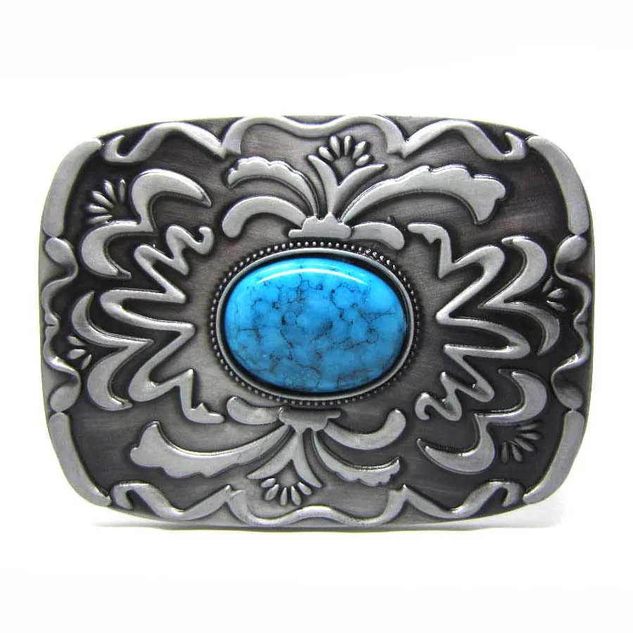 Cheapify Dropshipping Cowgirls Metal Sapphire Floral Brand Design fibbia per cintura donna 40mm