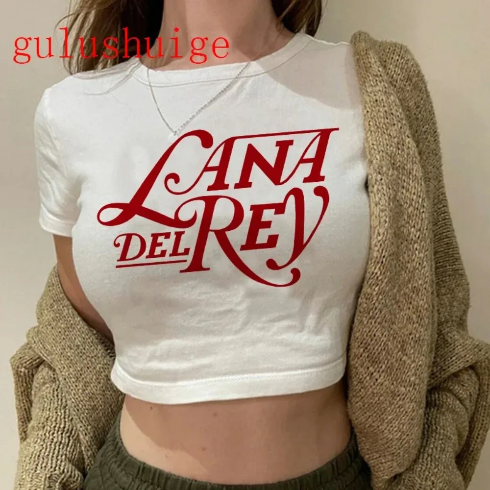 Crop Top Lana Del Rey Ldr Sailing Graphics T-Shirt Cropped Harajuku Damen Vintage Kurzarm-T-Shirt Streetwear Damen-T-Shirt – Detail 6