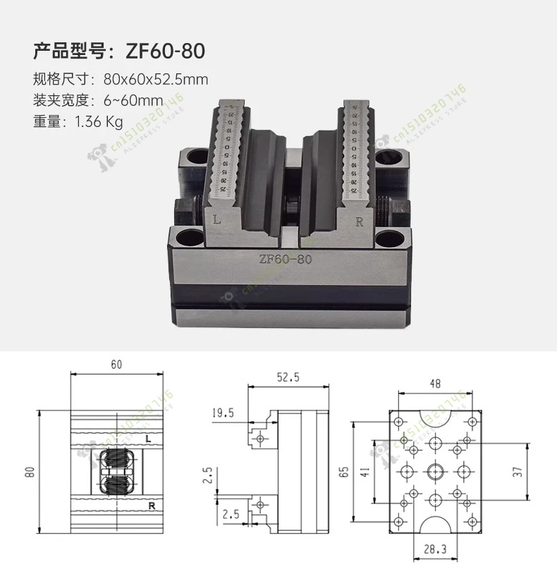 table-rotative-d'axe-avec-etau-a-centrage-automatique-fixation-de-precision-du-centre-d'usinage-cnc-zf60-80-pour-le-fraisage-multi-station