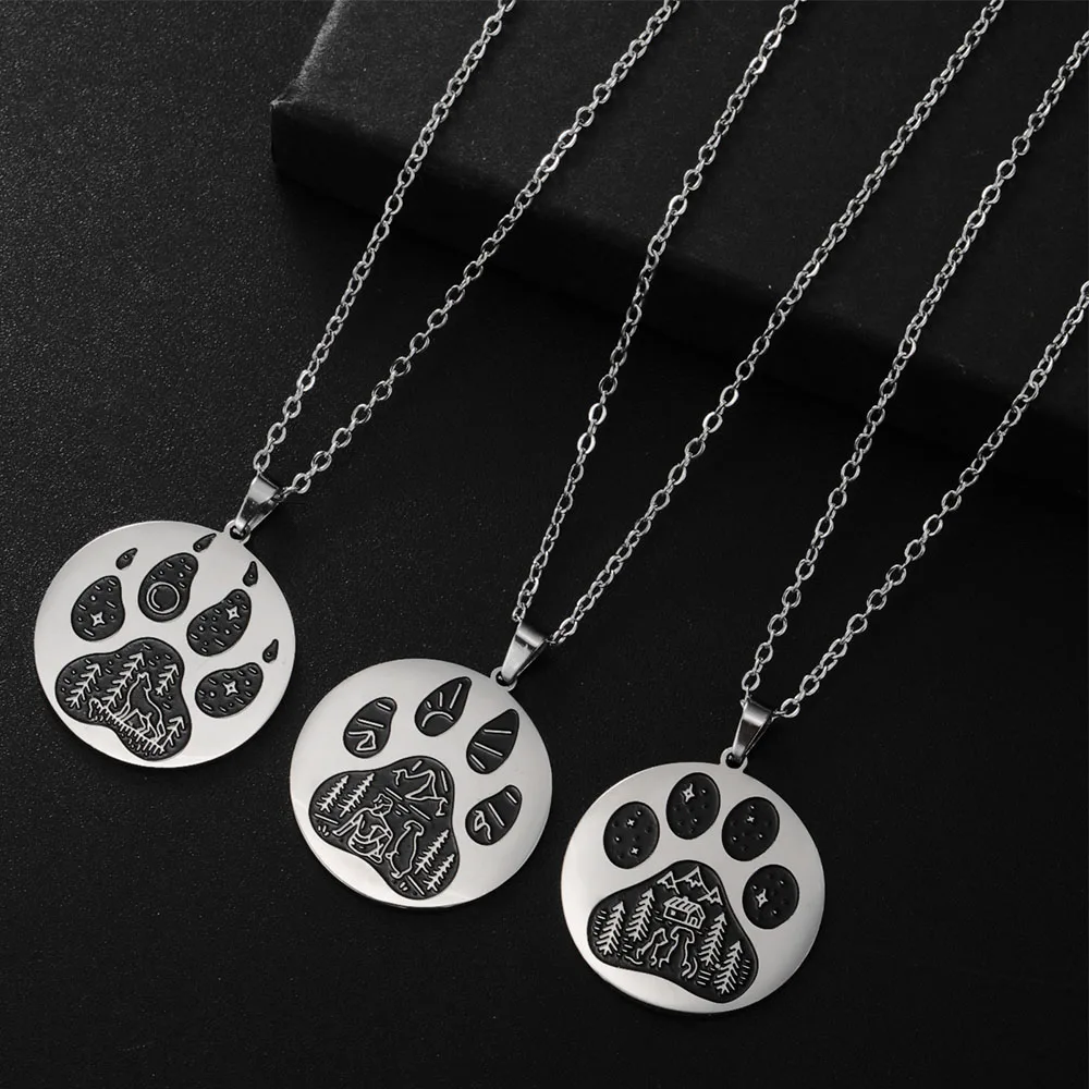 cooltime Collier Loup avec Chaîne Réglable Acier Inoxydable