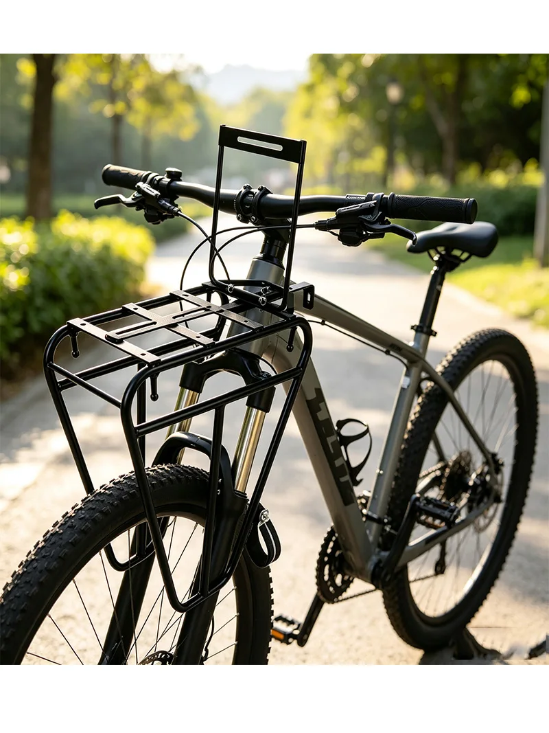 AliExpress NONE Heavy Duty Steel Front Bike Rack Front Fork Mount MTB Cargo Bracket Stable Luggage Holder Easy Install Bicycle Accessories