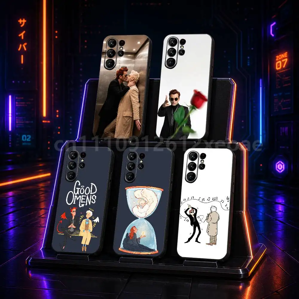 G-Good O-Omens Black Silicone TPU Case For Samsung Galaxy S25 S23 S21 S20 S22 S24 S26 S30 Plus Ultra