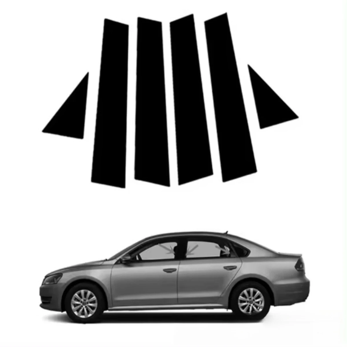 For Volkswagen Passat B7 2011-2018 Window Side Door Frame Pillar Bright Black Center Pillar Sticker Modification