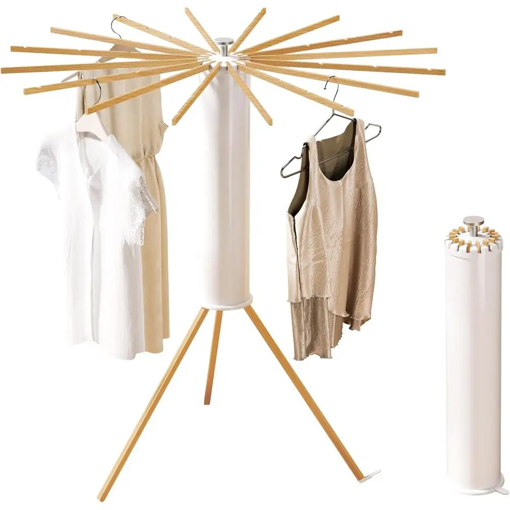 

Складная сушилка для белья на треноге, портативная стойка для стирки, компактная складная вешалка с 16 кронштейнами для использования в помещении и на улице