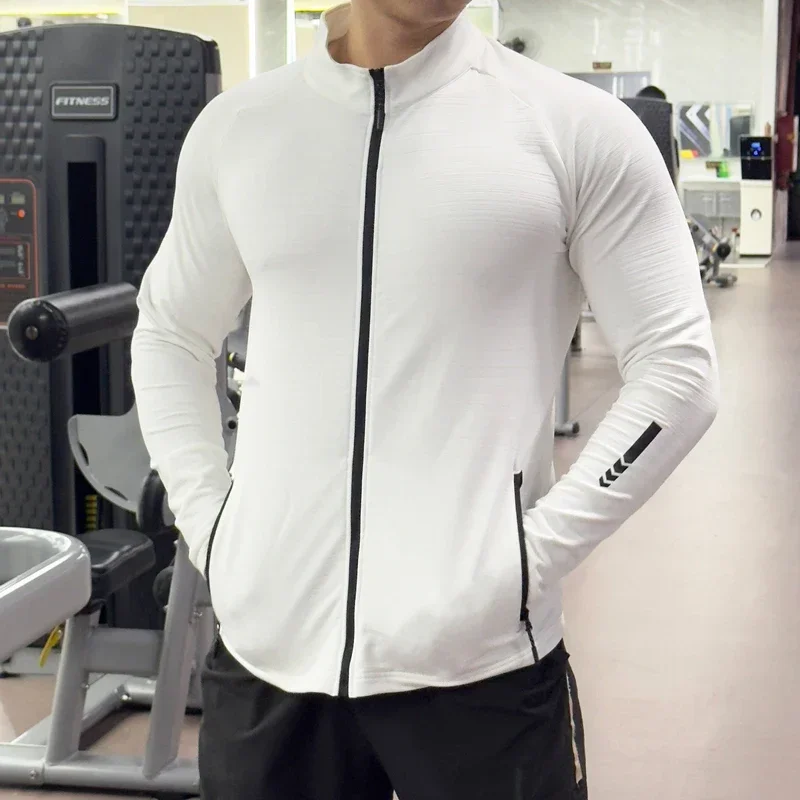 Men's Gym Tights Jacket Running Training Elastic Outerwear Outdoor Cycling Sweatshirt Dry Fit Breathable Compression Tops