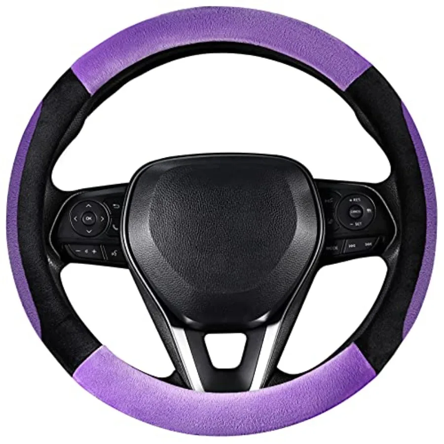 

Steering Wheel Cover for Car Standard Size 14.515 inch Auto Interior Accessories Plush Warm Velvet Summer Winter Purple