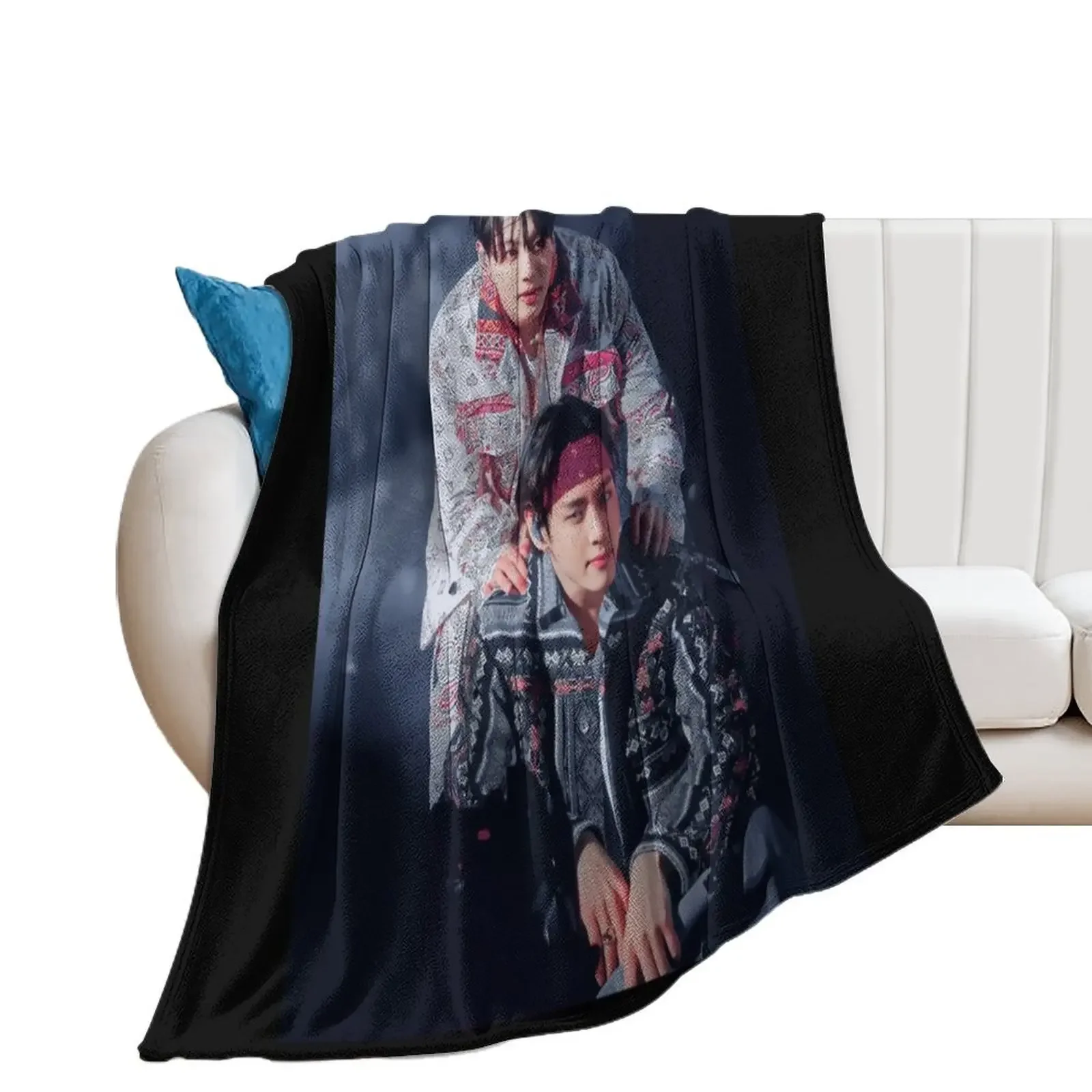 taekook ptd stage photo Throw Blanket bed plaid Blankets For Bed Blankets