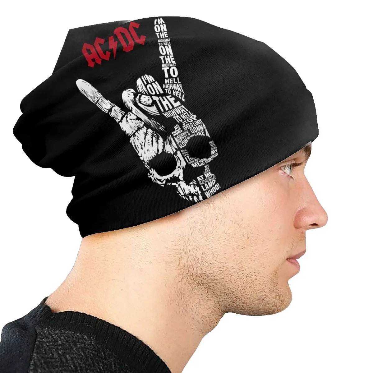 Skullies berretti autunno primavera cappelli Acdc sottile cofano Hipster Caps uomo donna paraorecchie