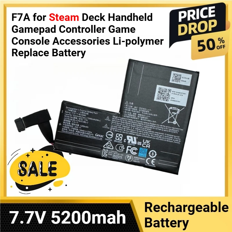 

7.7V 5200mah Lithium Battery F7A for Steam Deck Handheld Gamepad Controller Game Console Accessories Li-polymer Replace Battery